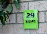 Lyndon small double acrylic house sign by Plastic Republic. Perfect for apartments, room numbers or homes where space is a premium. Size 110 x 130mm Only £23.99 