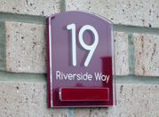 Lyndon small double acrylic house sign by Plastic Republic. Perfect for apartments, room numbers or homes where space is a premium. Size 110 x 130mm. Only £23.99