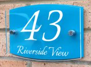 Contemporary Marletti double acrylic house number sign with chrome stand off fixings shape T4 by Plastic Republic.Size 210 x 148. Price £24.98 