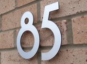 Individual cut numbers by Plastic Republic. Available with many options including stand off 'floating' house numbers. 