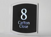 Sirius LED illuminated house number sign by Plastic Republic. A stunningly stylish, beautifully made sign that you will be proud to own. 2 sizes, 6 design shapes to choose from and many colours and fonts to create a perfect, powerful illuminated sign.