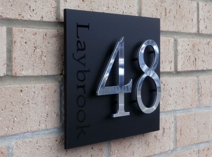 Sorrento House number sign by Plastic Republic. This iconic floating house plaque is created using Italian matt acrylic with raised off individual numbers. Available with many sizes and design options